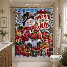 1pc/4pcs Snowman Pattern Multi-Function Bathroom Decor Shower Curtain Set, Free 12 Hooks, Premium Holiday Atmosphere, Bathroom Mat U-Shaped Rug And Round Toilet Lid Cover, Suitable For All Scenes, Bathroom Set - Snowman Gift - View 13
