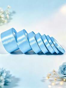 1 Roll 22m Blue Satin Ribbon, Handmade Rose Ribbon, 22m Polyester Ribbon Packaging Ribbon, Home Decor, Scene Decoration, Theme Party Decoration - Ribbon Roll - View 4