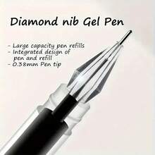 A Pack Of 3 Diamond Tip Gel Pens, 0.38 Mm Fine Point, Large Capacity, Smooth Writing, Suitable For Office And School Use - A - View 2