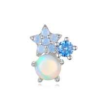 Bamoer 1pc Anting Tunggal Bintang Opal Perak Sterling 925 dengan Sekrup Belakang, Perhiasan Telinga Piercing Helix Kristal Bulan dan Bintang Surgawi untuk Wanita, Termasuk Kotak Hadiah - Perak - View 16