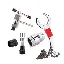 A Set Of Cycling Repair Tools Bicycle Repair Kit Central Axle Flywheel Disassembly Chain Crank Disassembly Multi-Function Combination Set - Grey - View 5