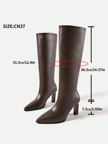 New Pointed Toe High Heel Tall Boots Vintage Style Wide Shaft Knee-High Stiletto Heel Riding Boots - Brown - View 11