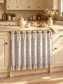 Penutup Oven Bergaya Pedesaan Klasik dengan Motif Bunga, Tepi Bergelombang dan Desain Tali Pengikat, Penutup Oven Gaya Rumah Pertanian, Cocok untuk Melindungi dan Menghias Oven, Mesin Pencuci Piring, dan Mesin Cuci, Penutup Kabinet Gaya Dapur Rumah - MultiWarna - View 4