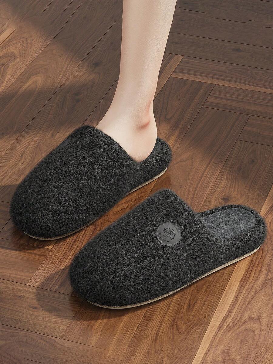 Men's Plush Floor Slippers Indoor/Outdoor Comfortable Flat Slippers For Autumn/Winter