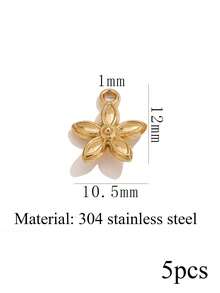 5-Piece Set Of 18K Gold-Plated Stainless Steel Heart, Pineapple, And Small Flower Pendants For DIY Necklace And Bracelet Jewelry Making - 1 Pendant - View 11