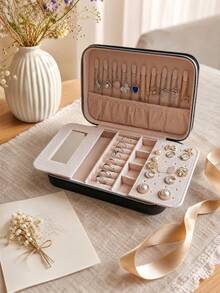 Luxury Women's Leather Jewelry Box, Large Capacity For Earrings, Necklaces, Rings, Bracelets, Watches, Mother's Day Gift - Multicolor - View 12
