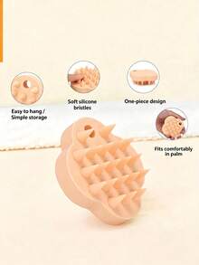 1pc Clover-Shaped Silicone Scalp Massager, Shampoo Scalp Brush, Hair Washing Scrubber For Wet And Dry Use - Multicolor - View 5