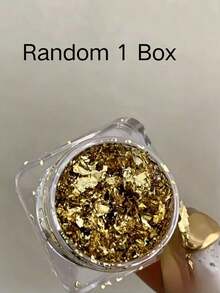 1盒/2盒 秋季金銀雙色薄箔片美甲材料，秋冬氛圍主題，聖誕奢華金屬亮片，指甲DIY裝飾，精緻百搭美甲飾品配件 - 彩色 - 查看 6