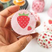 Strawberry Pattern Greaseproof Paper Muffin Liners, Disposable Cupcake Cups, Gradient Color Baking Cake Liners, Suitable For Baking Paper Cups And Muffin Cups Packaging, Suitable For Cakes, Candy Making, Suitable For Holidays, Weddings, Valentine's Day And Various Anniversaries. - Strawberry Cake Cupcake Liners - View 8