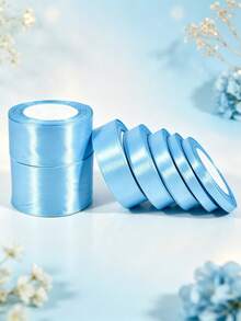 1 Roll 22m Blue Satin Ribbon, Handmade Rose Ribbon, 22m Polyester Ribbon Packaging Ribbon, Home Decor, Scene Decoration, Theme Party Decoration - Ribbon Roll - View 5