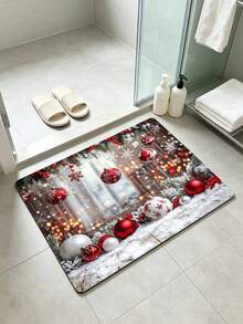 1PC Christmas Element Welcome Mat, Diatomite Absorbent Small Rug, Non‑Slip Floor Mat For Stove Coffee Machine Water Bar Counter, Christmas Halloween Home Decor, Indoor Outdoor Doormat For Front Door Kitchen Area - Multicolor - View 14