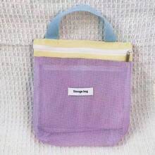 1pc Lightweight Mesh Shower Bag, Large Capacity Portable Toiletry Bag, Hanging Bathroom Storage Bag, Convenient Lightweight Shower Tote, Multi-Functional Cute Cosmetic Storage Bag - Multicolor - View 16