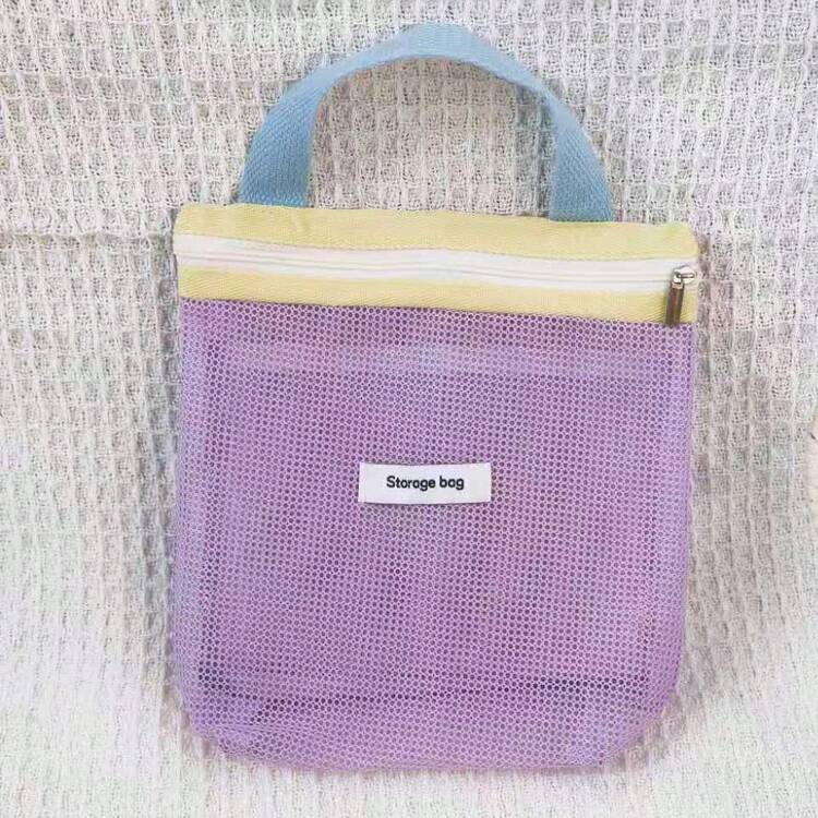 1pc Lightweight Mesh Shower Bag, Large Capacity Portable Toiletry Bag, Hanging Bathroom Storage Bag, Convenient Lightweight Shower Tote, Multi-Functional Cute Cosmetic Storage Bag - Multicolor - View 15