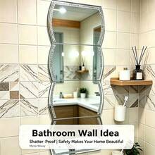 4pcs Acrylic Moroccan Style Rhinestone Bathroom Decorative Mirror, Bathroom Mirror, Makeup Mirror, Modular Mirror Wall Sticker, Suitable For All Rooms And Hallway Decoration Bathroom Mirror - Silver - View 8