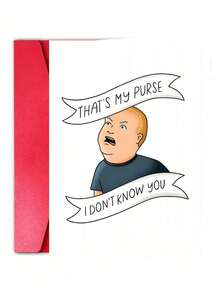 1PC That's My Purse Card, Funny Cartoon Meme Greeting Card With Envelope, Classic Animation Bobby Hill Quote Card, Humorous Novelty Friendship Card, Playful Joke Gift Card For Best Friends - Multicolor - View 7