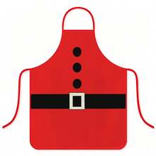 1pc Christmas Santa Claus Elf Apron Cartoon Christmas Costume Print Bib Apron Christmas Party Outfit Kitchen Baking Apron - Multicolor - View 5