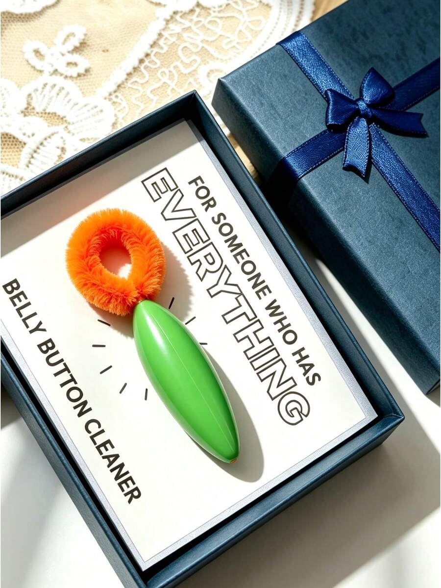 1pc Funny White Elephant Gag Gift Card – Novelty Christmas Prank & Belly Button Cleaner! - A - View 1