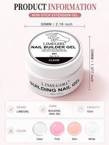 LIMEGIRL 15ml 3D美甲凝膠,自動流平建構凝膠,適用於花卉雕刻、美甲延長與裝飾 - 無色 - 查看 5