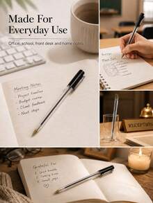 12pcs Black Ballpoint Pens, Medium Tip, Smooth Writing, Professional Quality, Suitable For Home, Office And School, Back To School Essential - A - View 4