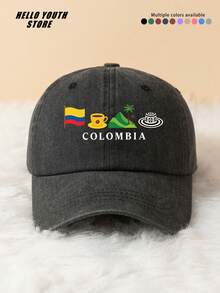1pc Baseball Cap With "COLOMBIA" Letter And Pattern, Fashionable And Versatile, Adjustable Lightweight Comfortable With Sweatband, Multi-Functional Baseball Cap, Sun Protection Hat For Travel And Daily Use, Suitable For Matching And Everyday Wear, Gift For Friends - A - View 14