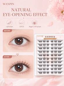 WAN PIN Minimalist Style 120 Clusters False Eyelashes, 9-14mm Natural Thin Cluster Lashes, Lightweight Soft Mixed Length, Glue-Free Option, Easy To Apply, Suitable For Beginners, High Density Eyelash Set - C - View 6