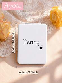 Ayotu Customized Heart-Shaped Name Mini Makeup Mirror - Suitable For Dorm Desk Use, Wedding Bridesmaid Gift, Women's Travel Essential Portable Mirror, Ideal Gift For Girls; High Definition Lens, Pocket Mirror For Daily Commute Touch-Ups - Multicolor - View 5
