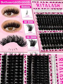 RITALASH 380PCS Mixed Length Individual False Eyelashes, 6 Styles DIY Eyelash Thick-Looking Eyelash Extensions, Spiky & Cat Lashes Self-Grafting Curling Lashes For Women, Makeup Products - View 5