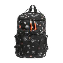 White Allover Baseball Panda Print Backpack, Drawstring Mesh Pocket Multi‑Pocket Lightweight Casual Daypack Rucksack For Teen Outdoor Daily Use - Multicolor - View 13