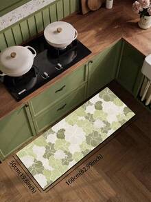 1pc Mori Style Light Green Hand-Painted Floral Diatomaceous Earth Mat, Rubber Non-Slip Bottom Oil-Resistant, 3.5mm Cuttable, Fresh Plant Style, Kitchen Countertop Multi-Scene Absorbent Decorative Pad - Multicolor - View 17