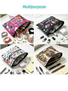 1Pc Foldable Zipper Makeup Organizer Cable Bag, Portable Lightweight Cosmetic Travel Pouch Pencil Bag, Multi-Use Storage Bag For School Work Home - - - View 7