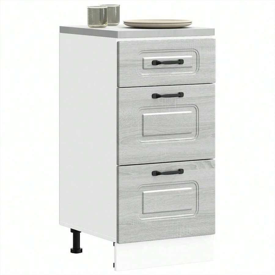 Gabinete de cocina de madera de ingeniería vidaXL Kalmar Sonoma Grey - Gris - Ver 1