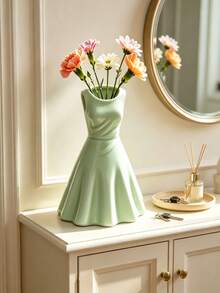 Dress-Shaped Window Sill Flower Pot, Elegant Large Skirt Design, Can Hold Fresh Flowers, Dried Flowers, Also Serves As Desktop Storage Container, Suitable For Living Room, Bedroom, Window Sill Decoration - Multicolor - View 7