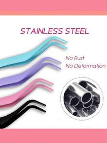 FADVAN 1pc Eyelash Comb Tweezers + 60pcs 40D 8-14MM Mixed Length DIY Hot Glue Cluster Eyelash Extensions, Stainless Steel Anti-Static Non-Magnetic Makeup Tool - Multicolor - View 10