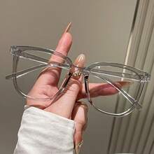 Unisex Rivet Square Thick Frame Decor Glasses Eyewear For Daily Commute Outfit - Transparent - View 8