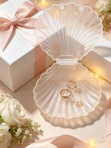 2/5/10pcs Transparent Shell-Shaped Plastic Storage Boxes, Decorative Style, Openable Small Jewelry Boxes, Wedding Ring And Earring Storage Containers, Party Favor Boxes, Desktop Mini Ornament Display, Handmade Small Item Storage - Multicolor - View 4