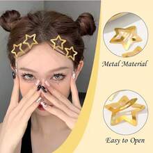 40pcs/Set Y2K Star Hair Clips Gold Silver Five-Pointed Star Hairpins Versatile BB Clips Hair Accessories - Multicolor - View 2