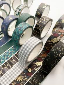 2 Rolls Geometric Striped Pattern Washi Tape Set - Exquisite Creative Foil Stamping Craft, Creative Fine Striped Tape Rolls, Suitable For Diary Decoration, Scrapbooking And Handicrafts, Ideal Choice For Unique Gift Wrapping And Party Decoration, Perfect For Back To School Season - Multi-color - View 1