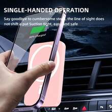 15W Universal Fast Charging Magnetic Wireless Car Phone Holder, Strong Suction Cup, One-Click Installation, Wide Compatibility, Seamless Charging For Car Navigation, Compatible With Iphone/Smartphones, Quick And Convenient - General Purpose - View 6
