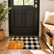 1pc Autumn Pumpkin Maple Leaf Black & White Plaid Kitchen Home Decor Floor Mat, Non-Slip Absorbent Long Runner Rug, Thanksgiving Country Style Bathroom Laundry Room Door Mat Set - Multicolor - View 10