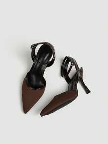 Women's Apricot High Heel Pumps Slingback Sandals Stiletto Heels Open Back Party Shoes Wedding Shoes 7cm Formal Slip-On Buckle Strap Pointed Toe Sandals - Brown - View 2
