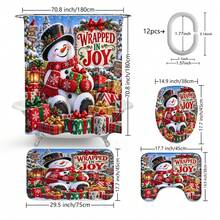 1pc/4pcs Snowman Pattern Multi-Function Bathroom Decor Shower Curtain Set, Free 12 Hooks, Premium Holiday Atmosphere, Bathroom Mat U-Shaped Rug And Round Toilet Lid Cover, Suitable For All Scenes, Bathroom Set - Snowman Gift - View 3