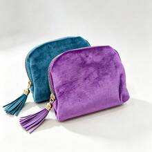Velvet Travel Jewelry Storage Bag, Portable Zipper Pocket, Dust-Proof Storage Bag, Suitable For Rings, Earrings And Bracelets, Jewelry Roll - Multicolor - View 7