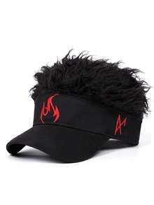 1pc Fashion And Personalized New Baseball Hat Flame Embroidered Wig Hat Outdoor Daily Leisure Decorative Hat Adjustable Sunshade Hat Unisex HipHop Hat - Flame - View 5