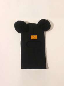 2-Ball Solid Color Baby Knitted Hat, Ear-Protective Knitted Hat & Scarf 2-In-1, Autumn/Winter Children's Hat - Multicolor - View 7