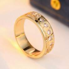 Minimalist Floral Pattern Women's Ring, Fashion Gold Handmade Carved Style - Gold - View 4