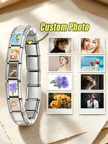 1pc Customized Italian Bracelet Bead, Without Bracelet, Personalized Colorful Photo Memory Pendant Link, DIY Gift Jewelry, Mother's Day Gift, Gift For Him, Gift For Her - Multicolor - View 2