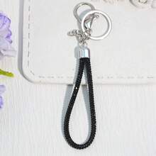 1pc Rhinestone Wristlet Keychain With Lobster Clasp, Shiny Crystal Braided Strap Key Ring, Bling Bag Pendant Charm Gift For Women Girls - Multicolor - View 7