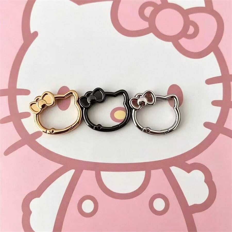 3PCS/Set Sanrio Hello Kitty Metal Key Ring Spring Buckle Openable Safety Buckle Keychain Clip Hook Pendant Chain DIY Buckle Accessories - Multicolor - View 1