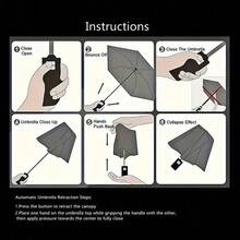 1Pc 2D Printed Silver Glitter Galaxy Auto Folding Umbrella, 8-Rib Iron Frame With Good Stability, Sturdy & Durable, Compact & Portable Design, Unisex, Great For Commute, Travel And Outdoor Activities - Silver With Bag - View 7