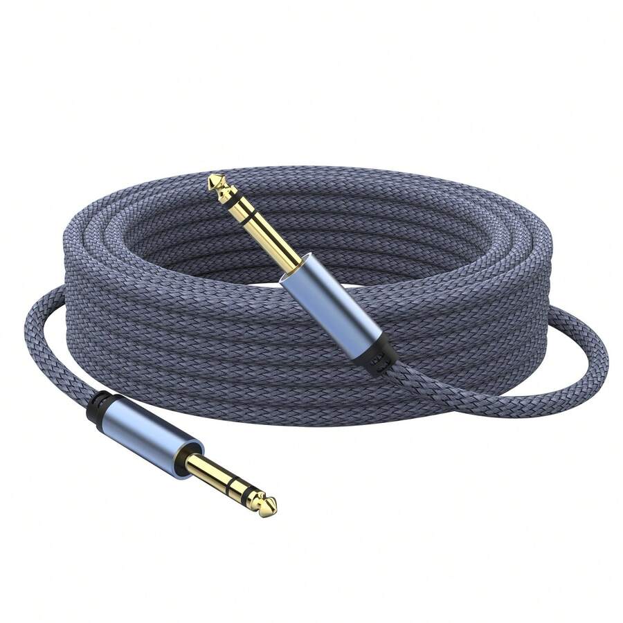 Kabel Gitar Jantan 6.35mm 1/4", Kabel Audio Instrumen Stereo Seimbang untuk Gitar Elektrik, Bass, Keyboard, Mixer, Amplifier, Speaker, Equalizer - Satu-Ukuran - View 1